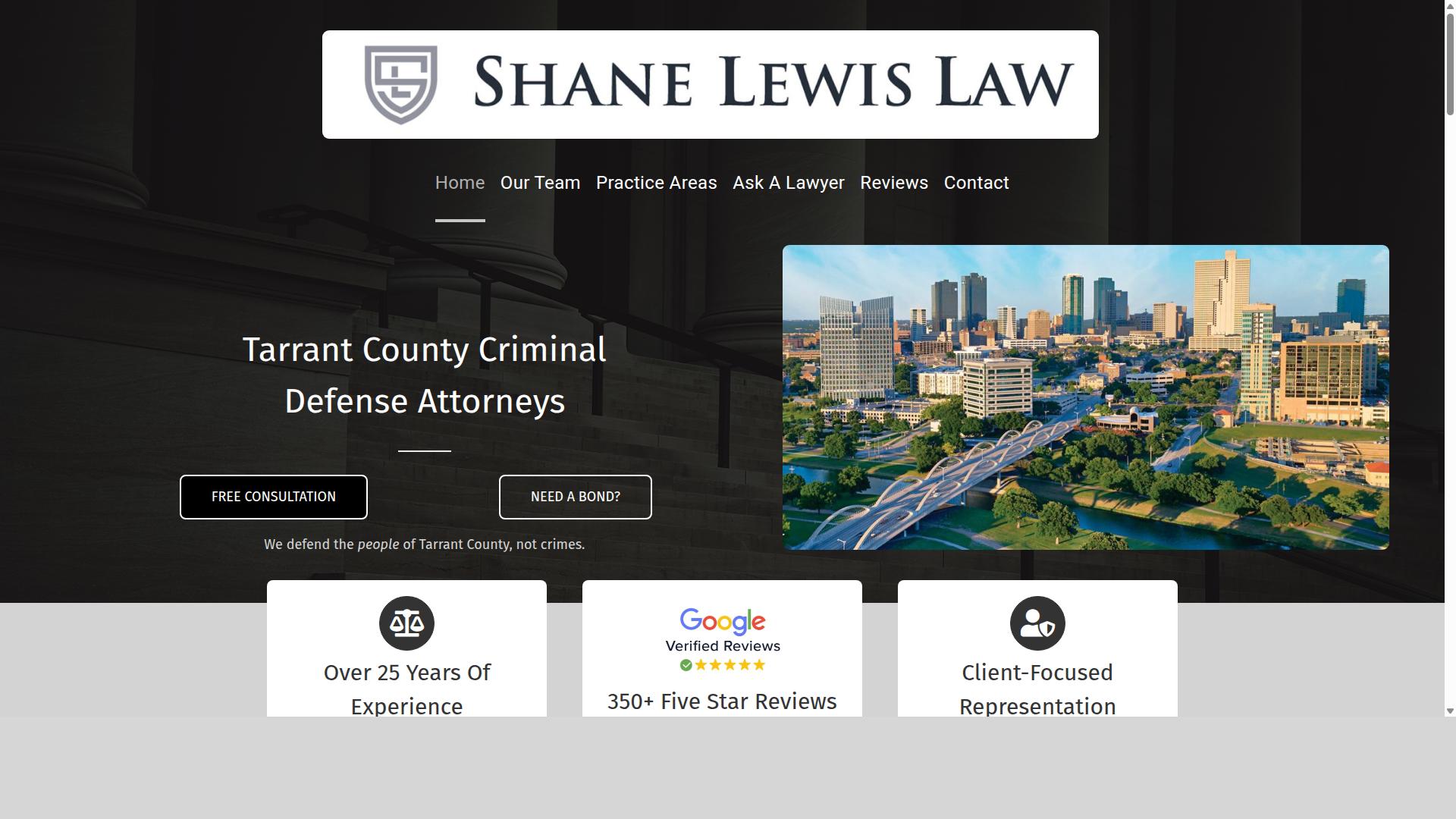 The Law Office of Shane Lewis website